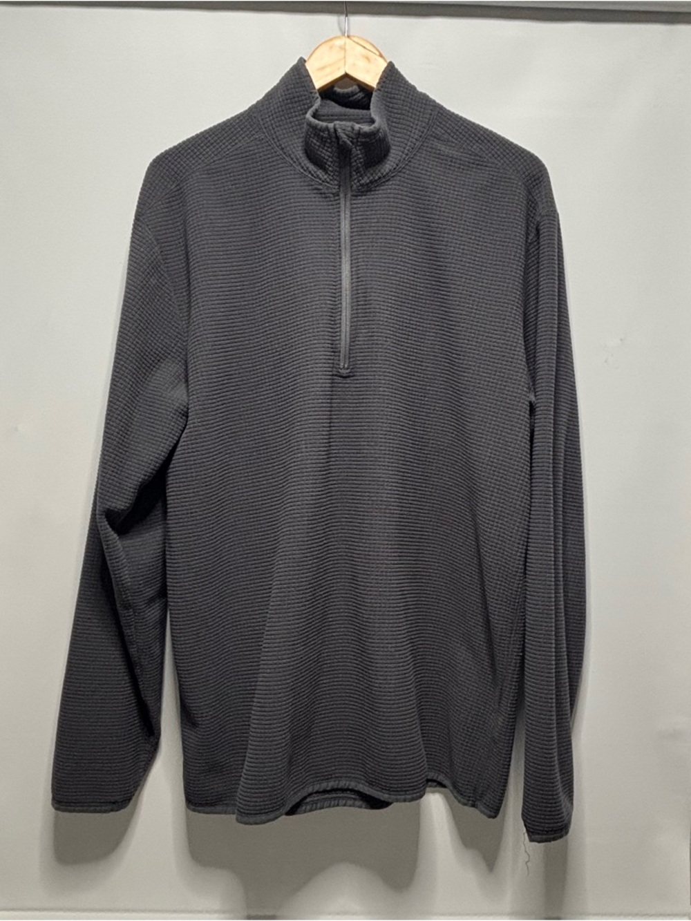 Eddie Bauer 3/4 Zip Pullover Shirt Top Fleece Waffle Dark Gray Mens Large Tall